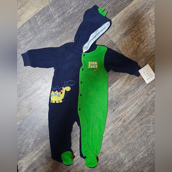 NWT Absorba Fleece Dino One Piece Sz 3-6 months - Picture 1 of 1